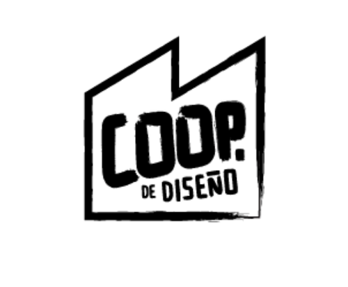 Cooperativa de Diseño logo: a minimalist, 6-sided factory painted in brush strokes
