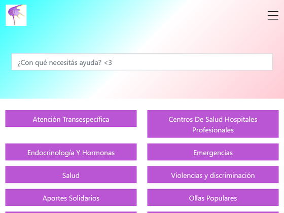 Captura del sitio donde hay un buscador y una serie de categorías que proveen acceso a la información.